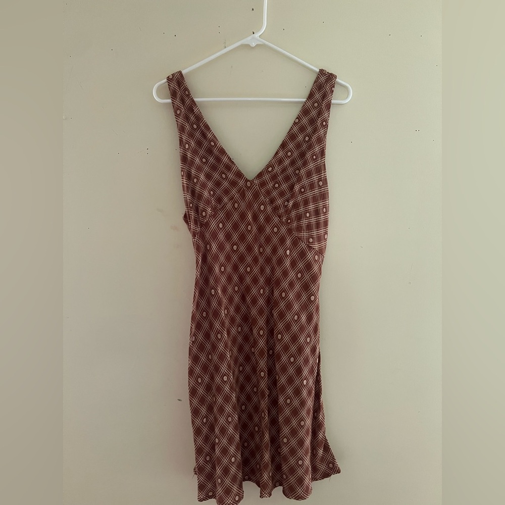 Wild Fable Brown Checkered Backless Dress